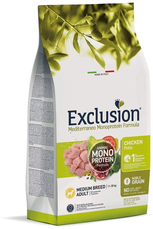 Exclusion Mediterraneo 3kg Cani Adulti Taglia Media